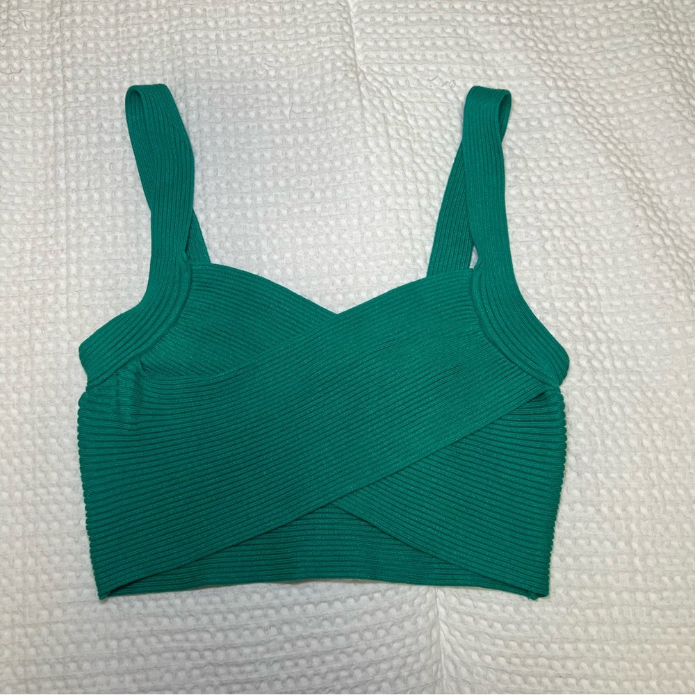 Mango Green Knit Cropped Top